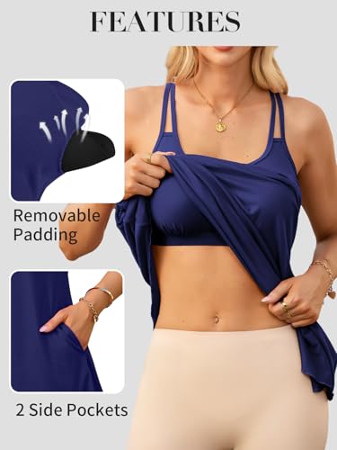 V For City Women's Summer Dresses Double Spaghetti Strap Beach Wear with Pockets
| V For City Womens Summer Dresses Sco