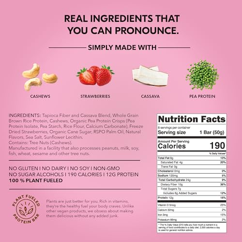 TRUBAR Vegan Protein Bar, Strawberry Shorty Got Cake, Gluten Free Snack for Fitness Enthusiasts on the Go
TRUBAR Vegan P