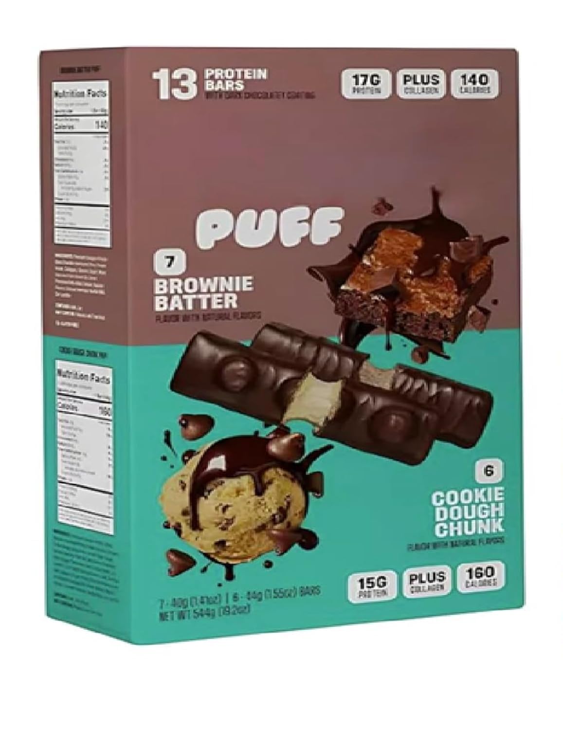 Puff Protein Bars 7 Brownie Batter 6 Cookie Dough Chunk Flavor for Fitness Enthusiasts 17g Protein Snack Pack
| Puff Pr