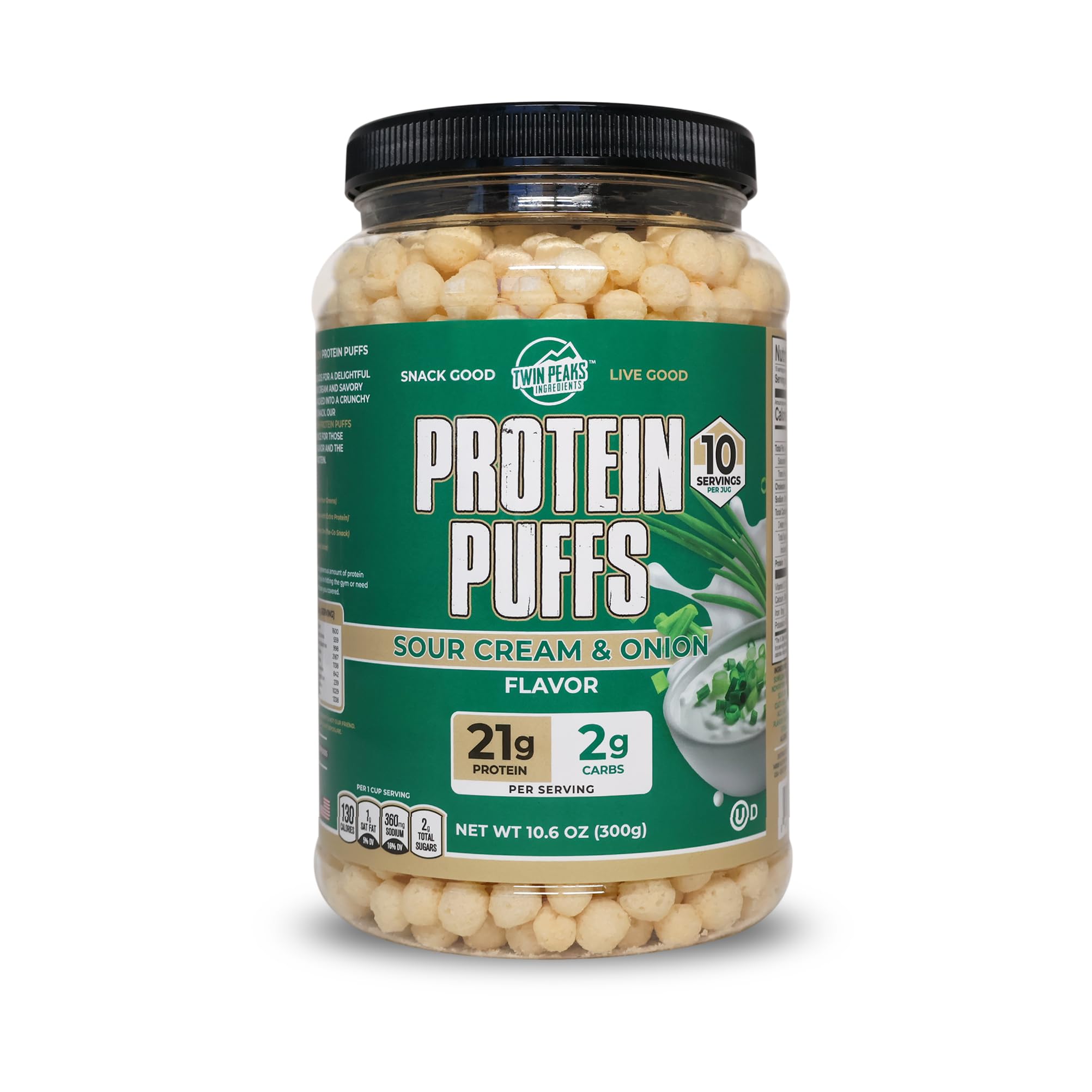  Twin Peaks Protein Puffs Sour Cream & Onion Keto Friendly Low Carb Snack (300g) High Protein Healthy Crunchy Snack
| Tw