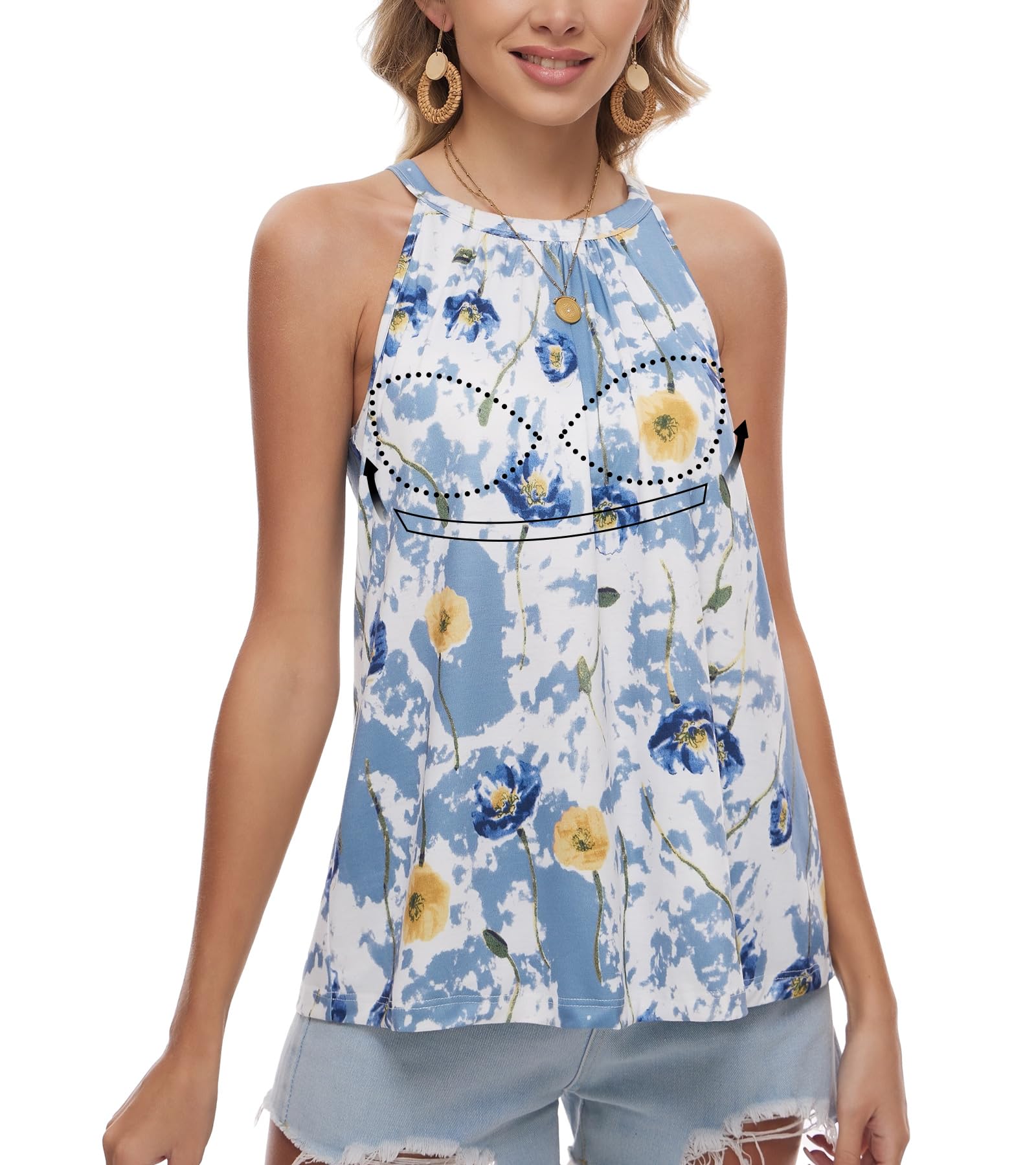 ANYFITTING Women's Halter Tank Top with Built-in Bra and Padded Camisole S-3XL