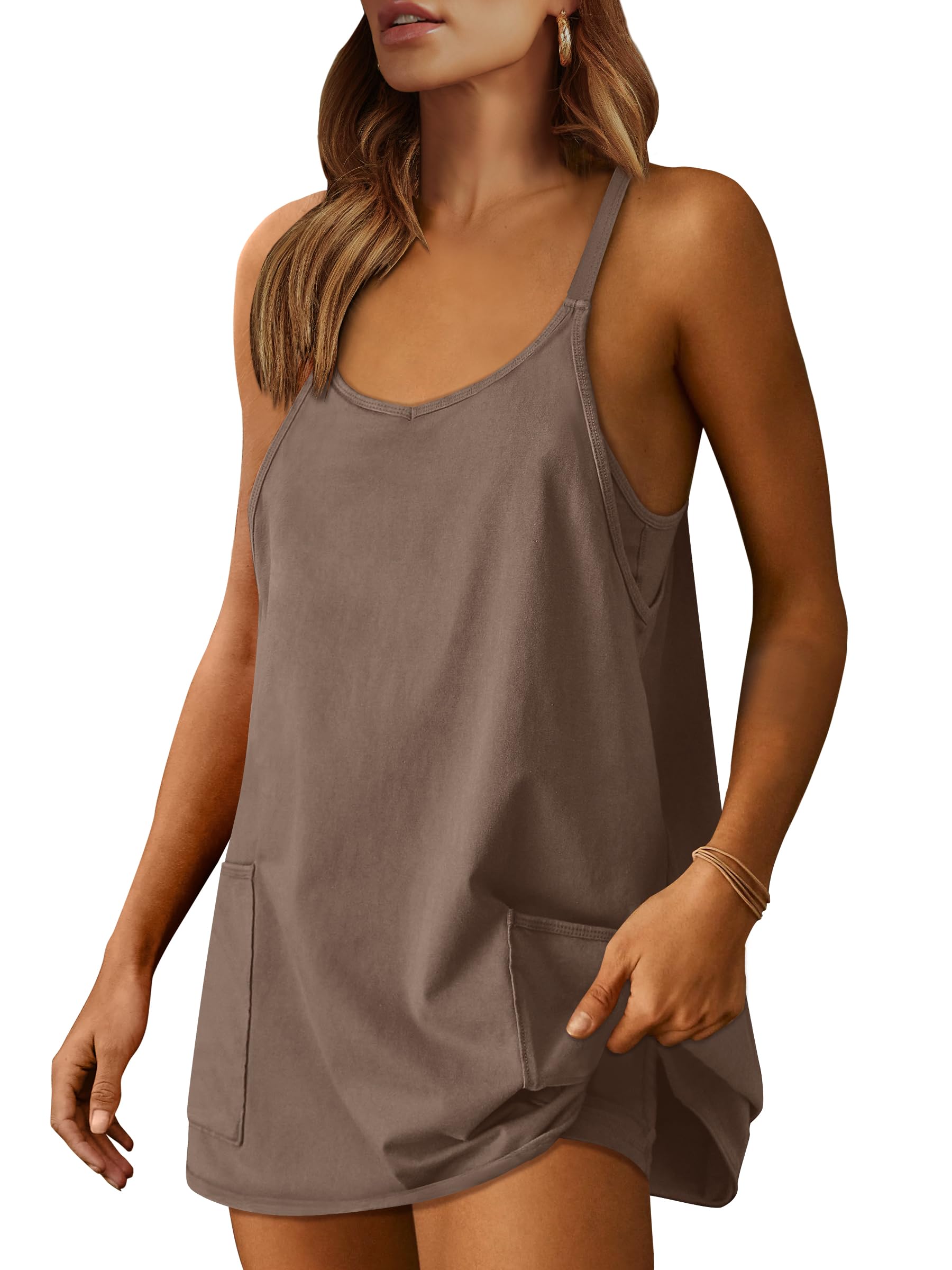 Caracilia Women's Summer Mini Dress Trendy Casual Sleeveless Built-in Shapewear Athletic Outfit
| Caracilia Women's Sum