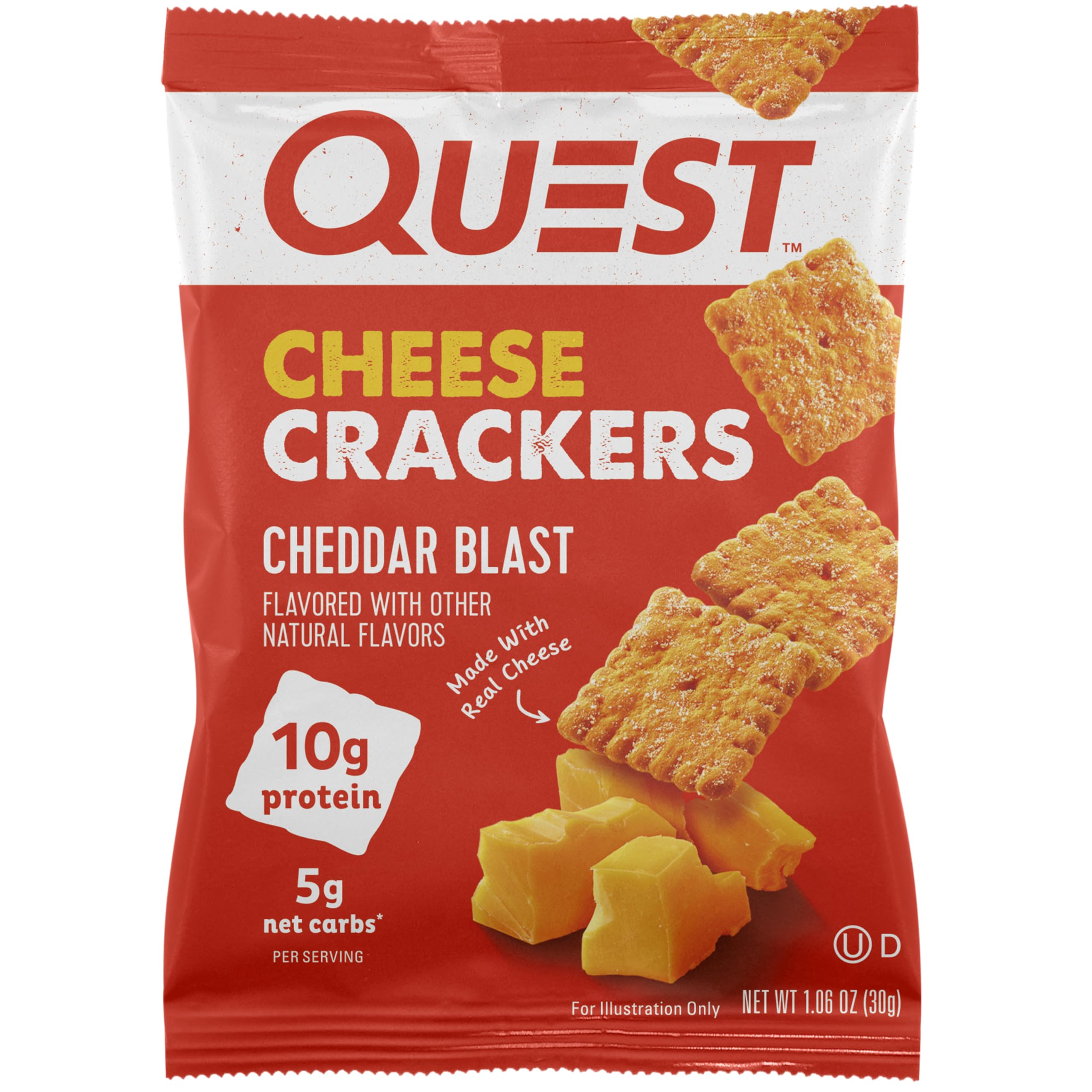 Quest Nutrition Cheddar Cheese Crackers for High-Protein Snacking, Athletes, Post-Workout
| Quest Nutrition Real Cheese